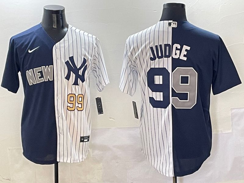 Men New York Yankees #99 Judge White Stripe Blue Game Nike 2025 MLB Jersey style 2->new york yankees->MLB Jersey